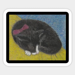 Sleeping Tuxedo cat Sticker